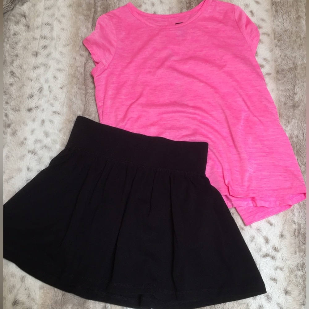 Zella Girl 2pc bundle, Pink/Black Yoga Top & Skort, Size M (8/10)